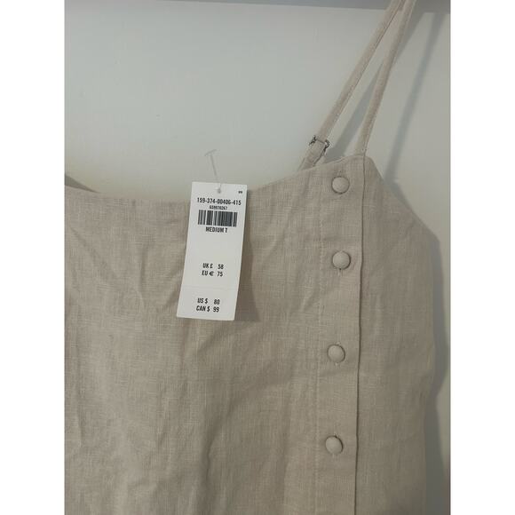 NWT Abercrombie Fitch Button Front Dress Tan Linen Cotton Blend M Tall Skort MT - Picture 6 of 10